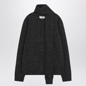 Mm6 Maison Margiela Grey Wool-Blend Cardigan With Scarf Men